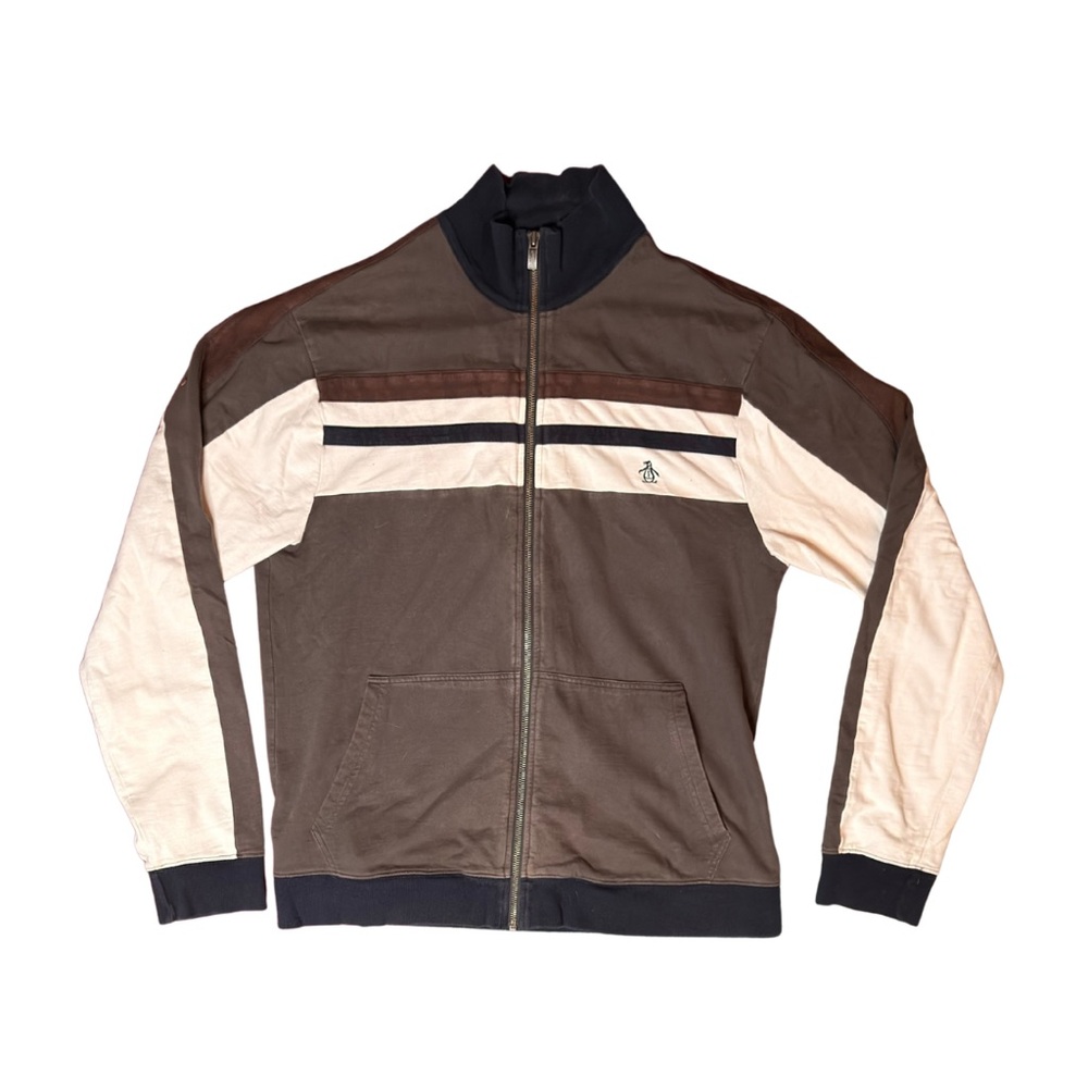 Brown and Cream Track Penguin Jacket